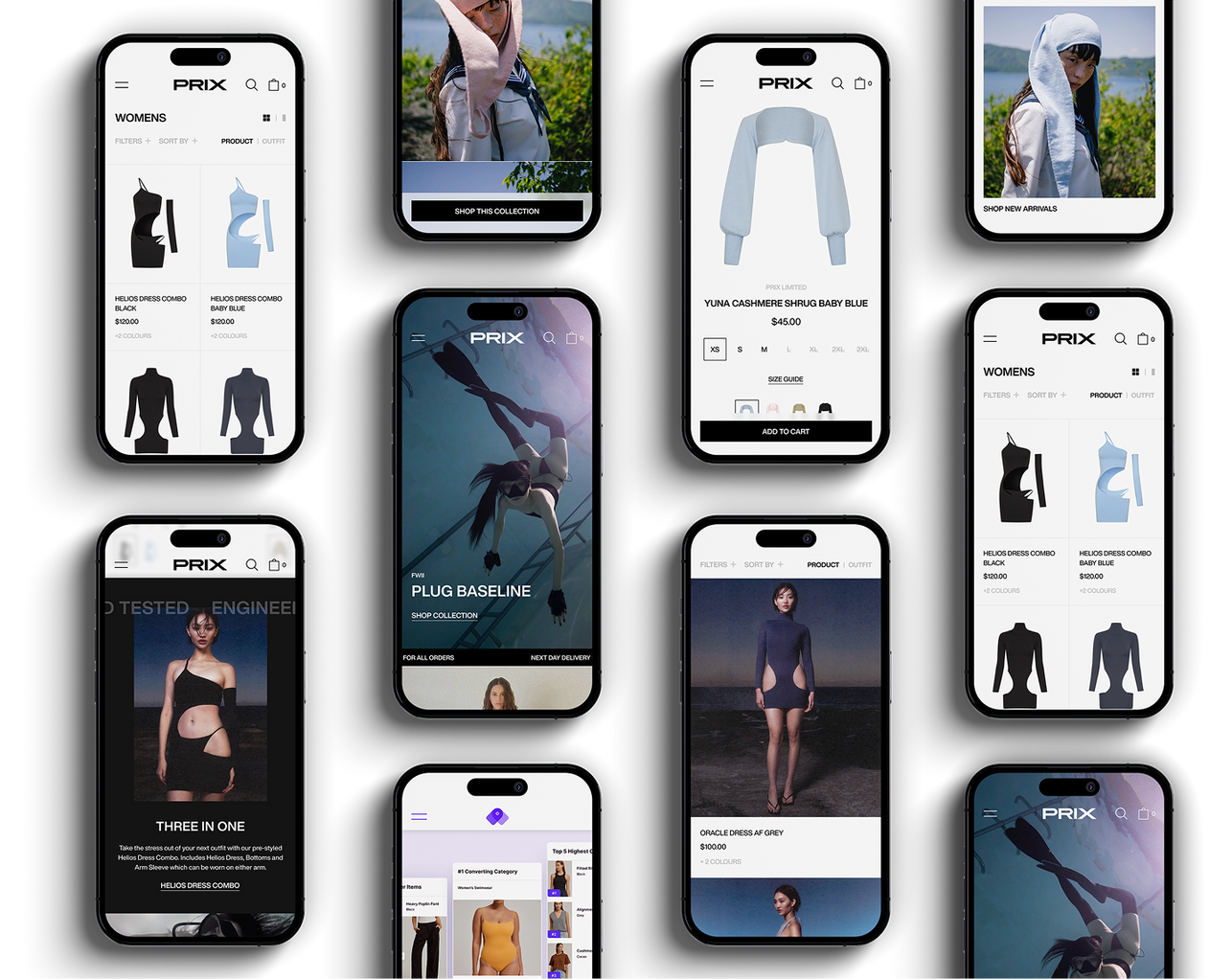 Responsibe mobile view of prix workshop's shopify website designs