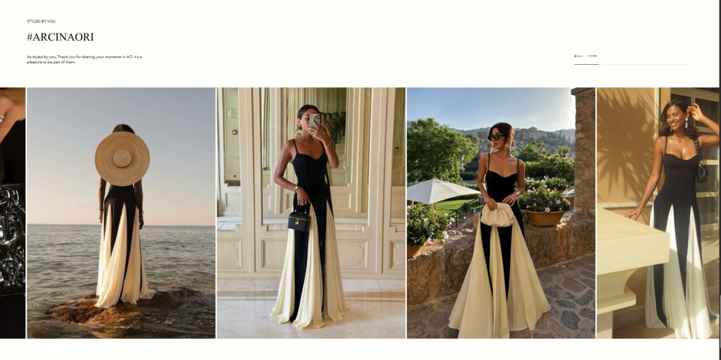 Arcina Ori Australian fashion Shopify UGC section design