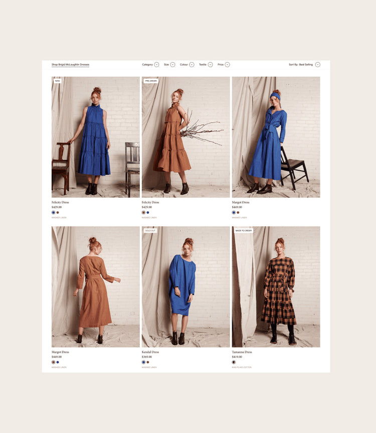 Shopify collection page design screen