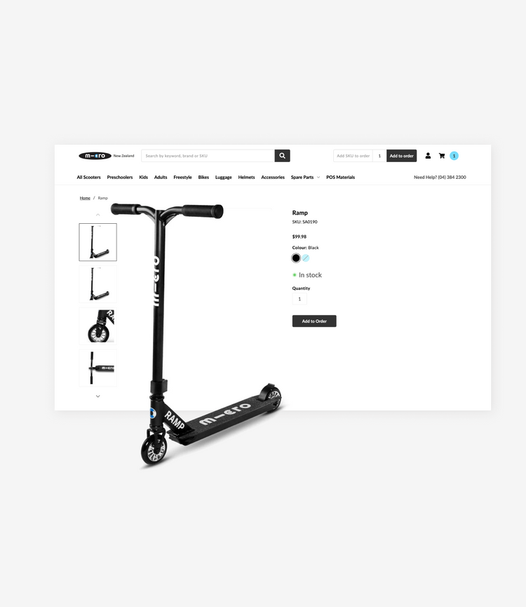 Micro Scooters shopify plus product page design