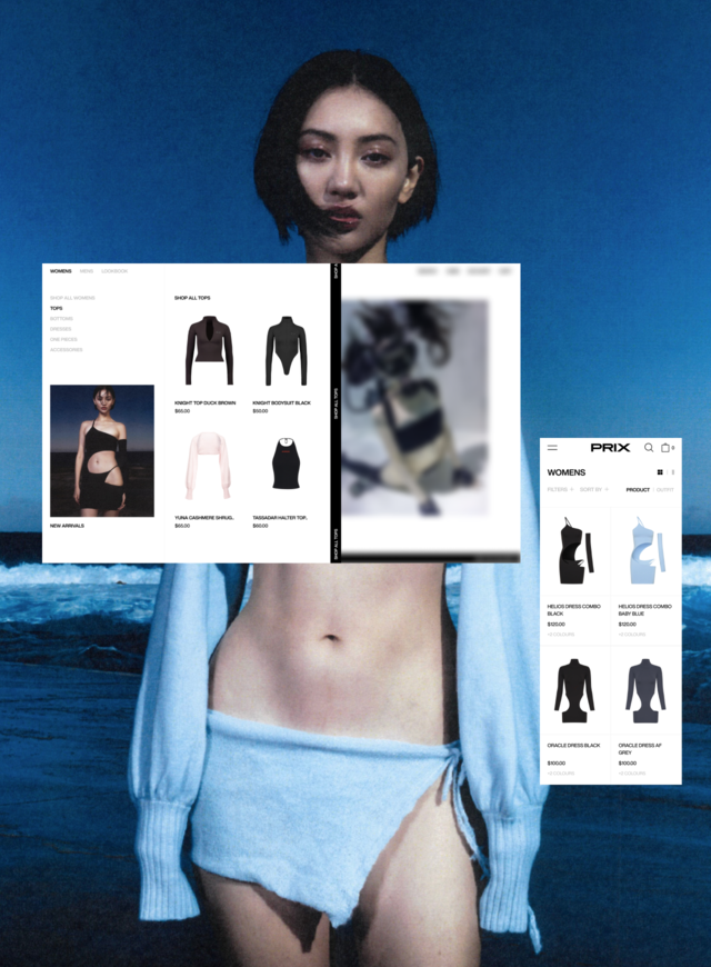 PRIX Workshop women's fashion Shopify website UI design
