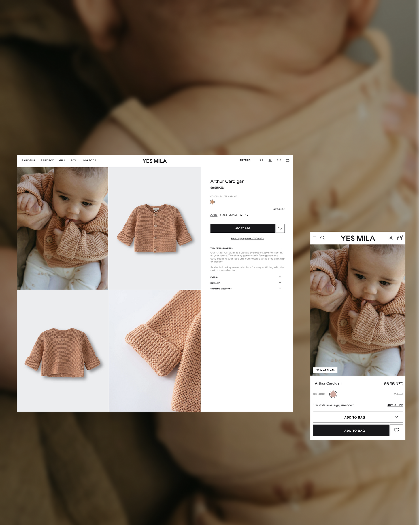 Yes Mila Product page design graphic.